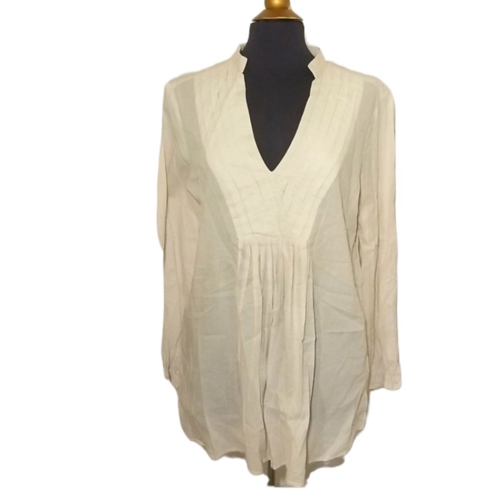 Zara Peasant Minimalist Top Women Size XS Tunic Summer Fairy Cream Cotton